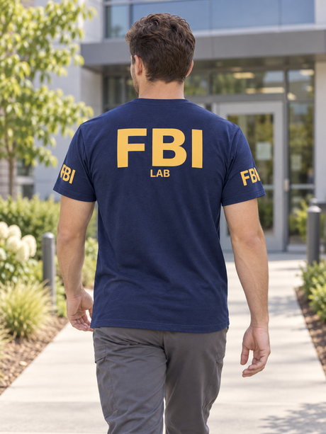 FBI Lab Agency Identifier T Shirt - Short Sleeve — Navy Blue lifestyle view