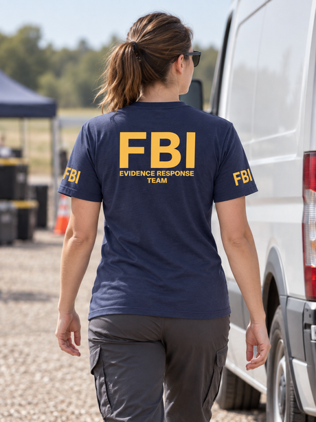 FBI Evidence Response Team Agency Identifier T Shirt - Short Sleeve — Navy Blue lifestyle view
