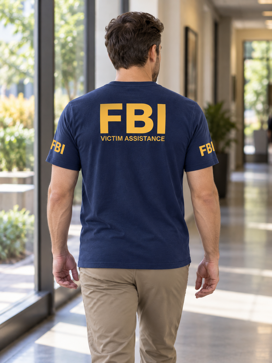 FBI Victim Assistance Agency Identifier T Shirt - Short Sleeve — Navy Blue lifestyle view