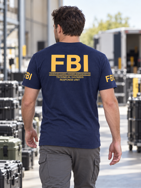 FBI Technical Hazards Response Unit Agency Identifier T Shirt - Short Sleeve — Navy Blue lifestyle view