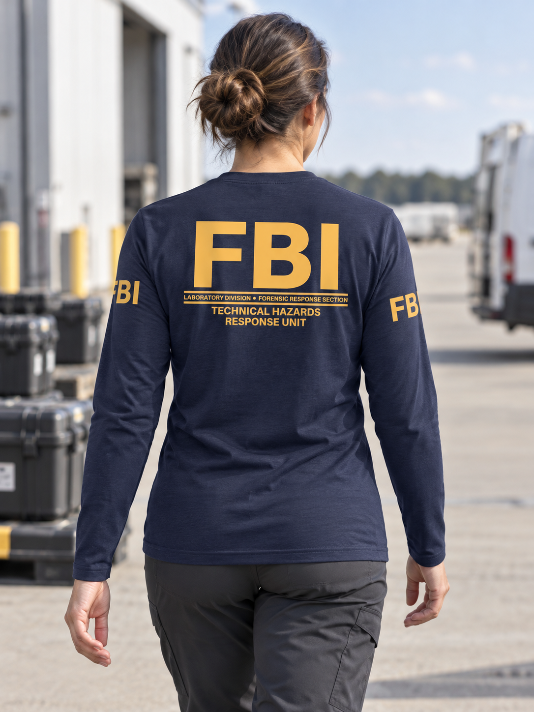 FBI Technical Hazards Response Unit Agency Identifier T Shirt - Long Sleeve — Navy Blue lifestyle view
