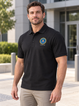 Federal Bureau of Investigation Polo Shirt - Men's Short Sleeve — Black lifestyle view