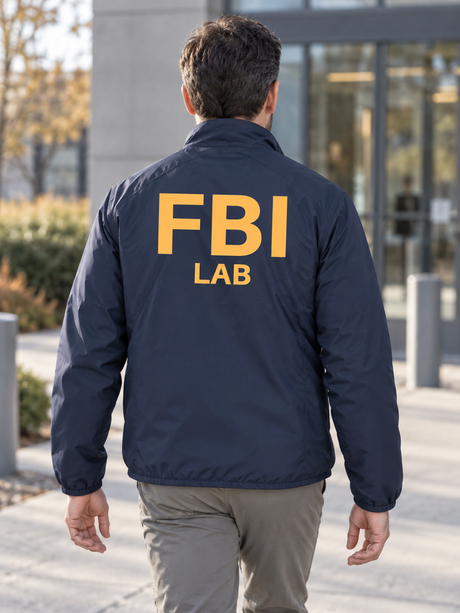 FBI Lab- Agency Identifier Jacket — Navy Blue lifestyle view