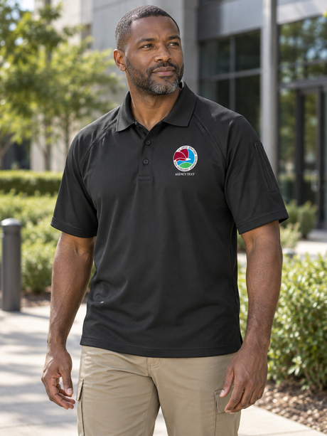 TACTICAL Drug Enforcement Administration Polo- Men's Short Sleeve — Black lifestyle view