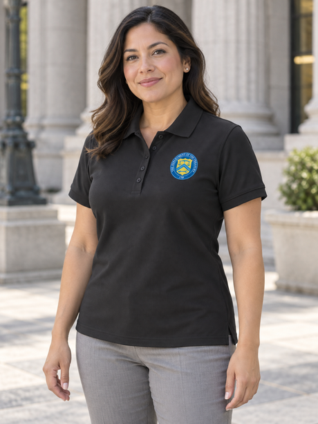 Department of the Treasury Polo Shirt - Women's Short Sleeve — Black lifestyle view