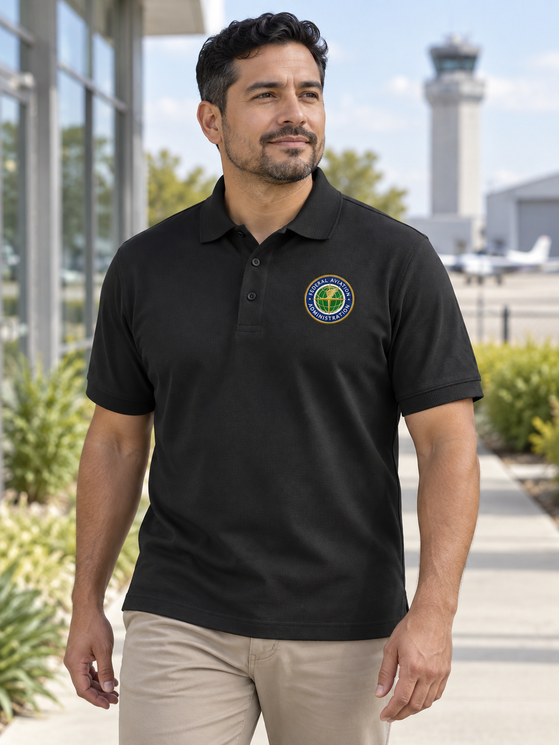 FAA Polo Shirt - Men's Short Sleeve — Black lifestyle view