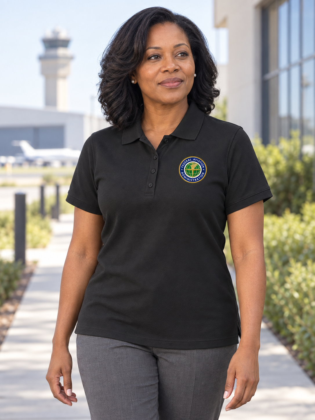 FAA Polo Shirt - Women's Short Sleeve — Black lifestyle view