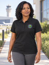 FAA Polo Shirt - Women's Short Sleeve — Black lifestyle view
