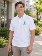 HUD Polo Shirt - Men's Short Sleeve — White lifestyle view