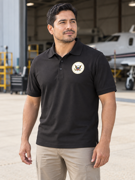 NTSB Polo Shirt - Men's Short Sleeve — Black lifestyle view