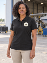 NTSB Polo Shirt - Women's Short Sleeve — Black lifestyle view