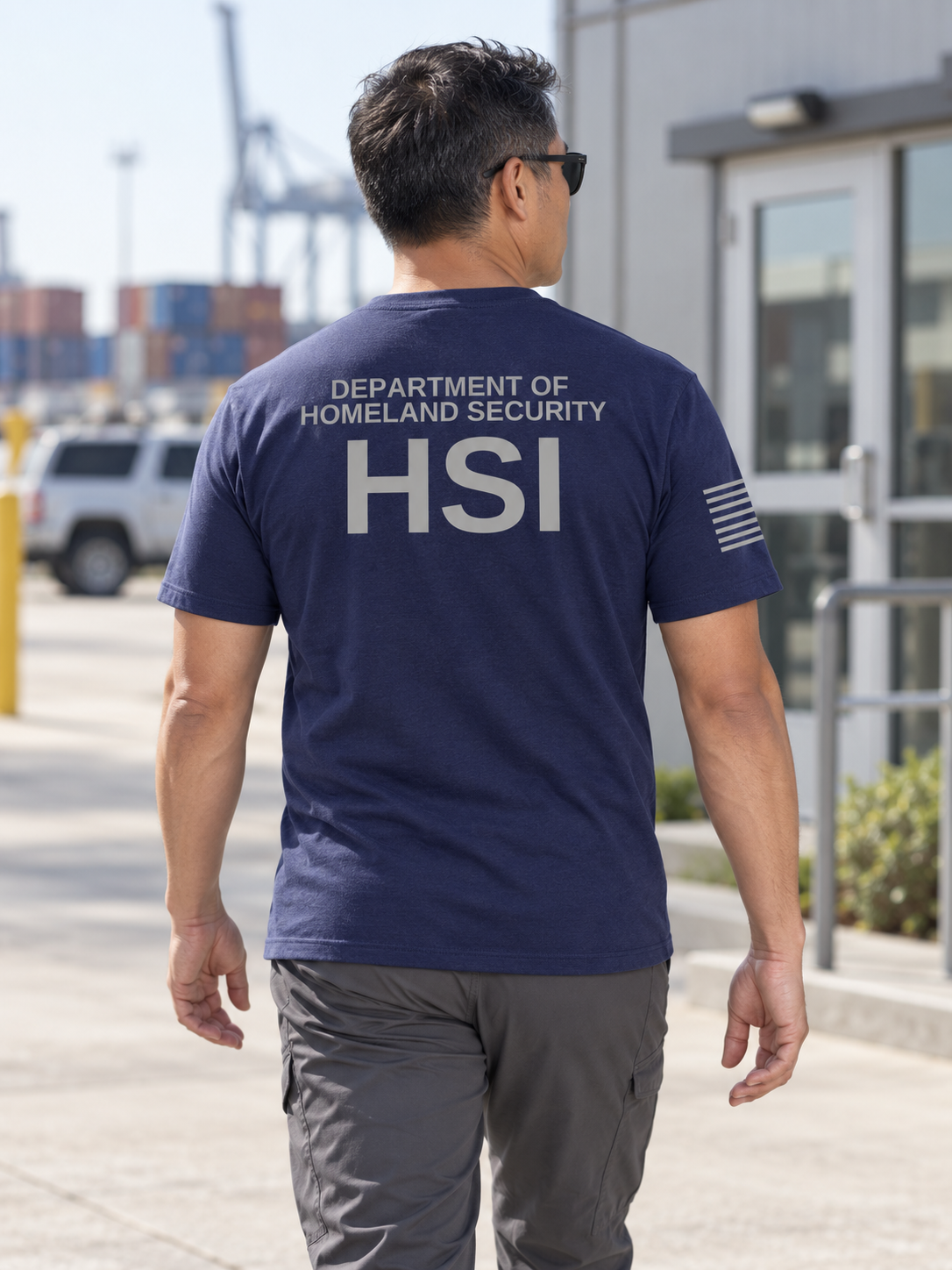 SUBDUED HSI Agency Identifier T Shirt - Short Sleeve — Navy Blue lifestyle view