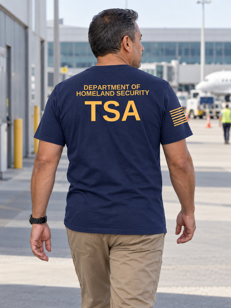 DHS TSA Agency Identifier T Shirt - Short Sleeve — Navy Blue lifestyle view