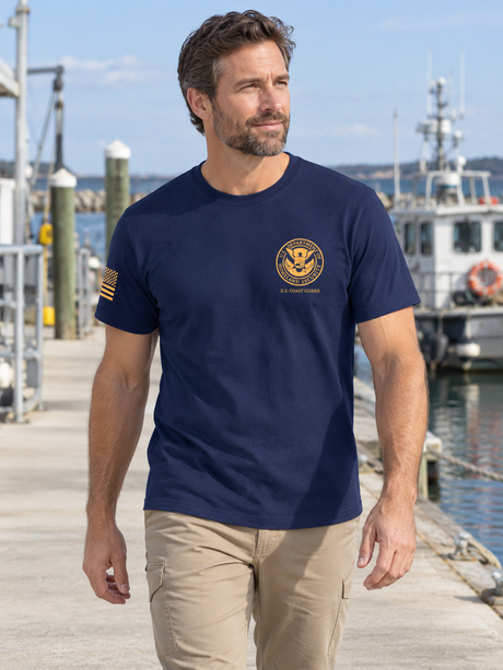 DHS U.S. Coast Guard Agency Identifier T Shirt - Short Sleeve — Navy Blue lifestyle view