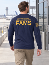 DHS FAMS Agency Identifier T Shirt - Long Sleeve — Navy Blue lifestyle view