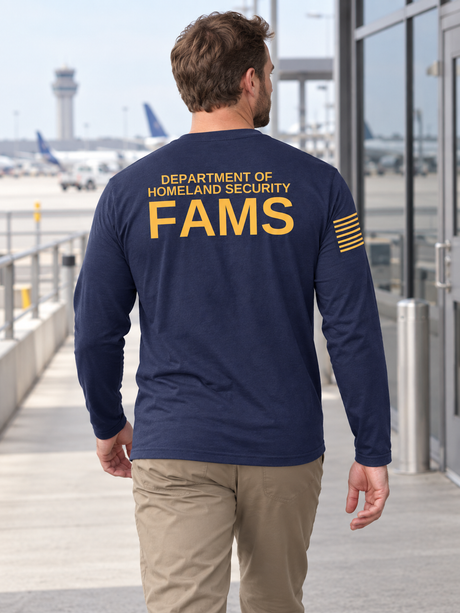 DHS FAMS Agency Identifier T Shirt - Long Sleeve — Navy Blue lifestyle view