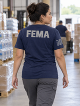 SUBDUED FEMA Agency Identifier T Shirt - Short Sleeve — Navy Blue lifestyle view