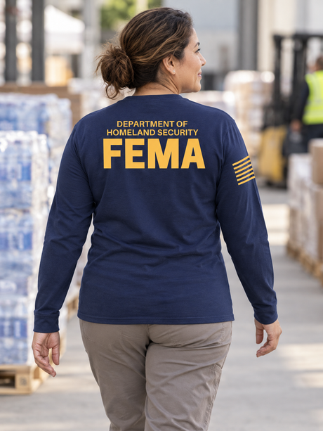DHS FEMA Agency Identifier T Shirt - Long Sleeve — Navy Blue lifestyle view