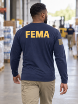 FEMA Agency Identifier T Shirt - Long Sleeve — Navy Blue lifestyle view