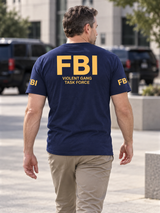 FBI Violent Gang Task Force Agency Identifier T Shirt - Short Sleeve — Navy Blue lifestyle view