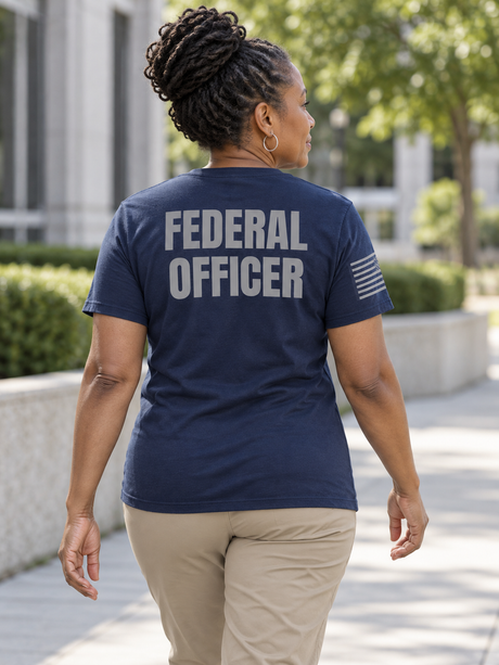 SUBDUED Federal Officer Identifier T Shirt - Short Sleeve — Navy Blue lifestyle view