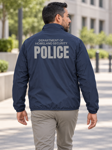 SUBDUED DHS POLICE Agency Identifier Jacket — Navy Blue lifestyle view