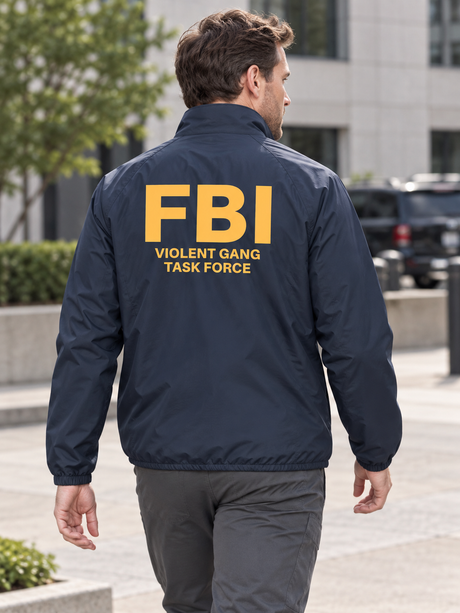 FBI Violent Gang Task Force- Agency Identifier Jacket — Navy Blue lifestyle view