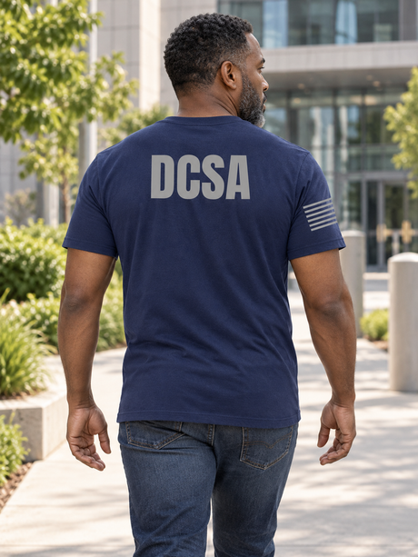 SUBDUED DCSA Agency Identifier T Shirt - Short Sleeve — Navy Blue lifestyle view
