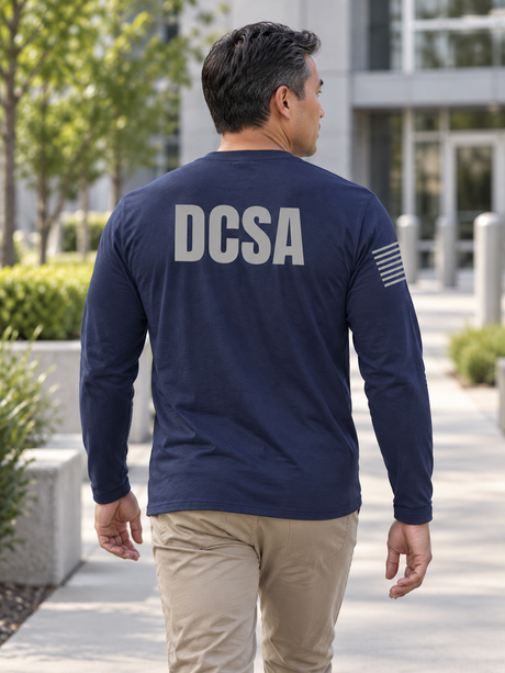 SUBDUED DCSA Agency Identifier T Shirt - Long Sleeve — Navy Blue lifestyle view