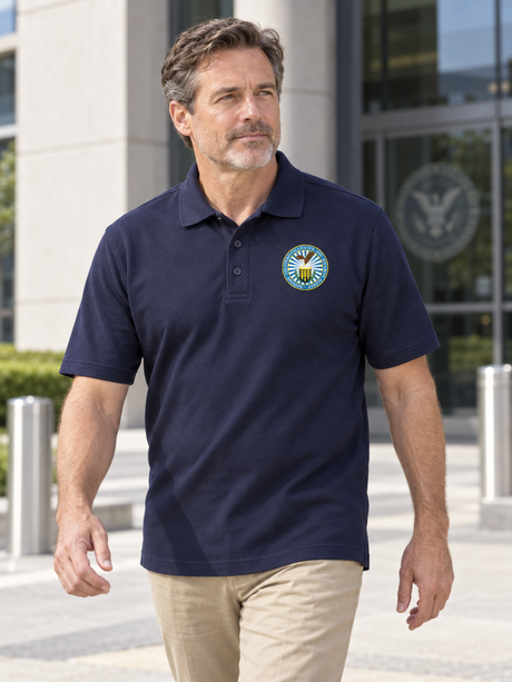 DCSA Polo Shirt - Men's Short Sleeve — Navy Blue lifestyle view