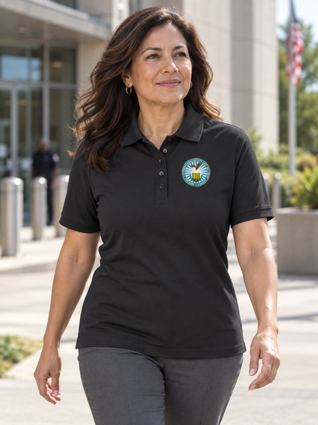 DCSA Polo Shirt - Women's Short Sleeve — Black lifestyle view