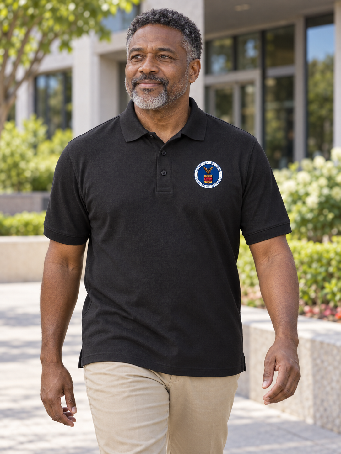 Department of Labor Polo Shirt - Men's Short Sleeve — Black lifestyle view