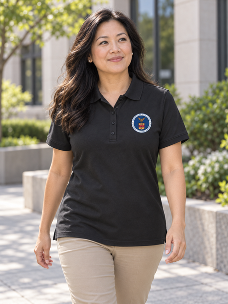 Department of Labor Polo Shirt - Women's Short Sleeve — Black lifestyle view
