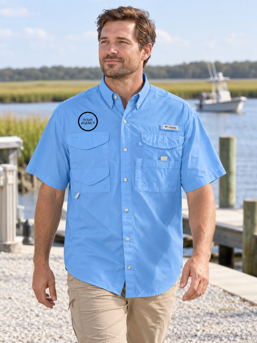 Columbia Men's Bahama™ II Short-Sleeve Shirt — Light Blue lifestyle view