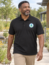 EPA Environmental Protection Agency Polo Shirt - Men's Short Sleeve — Black lifestyle view