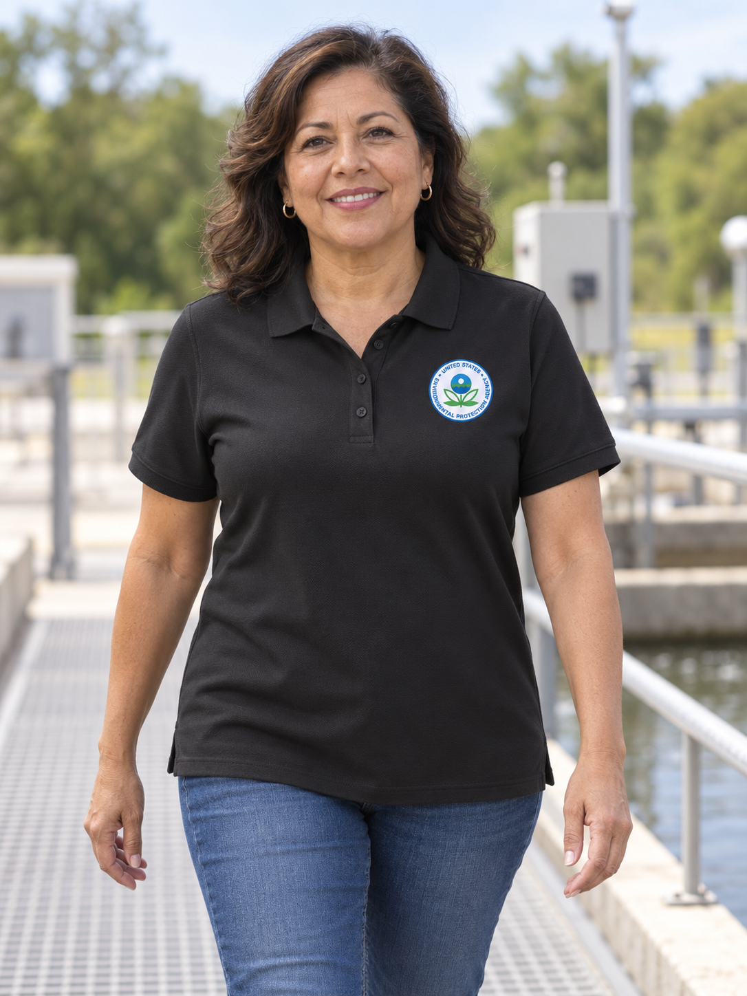EPA Polo Shirt - Women's Short Sleeve — Black lifestyle view
