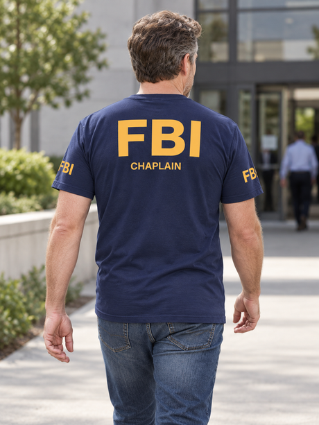 FBI Chaplain Agency Identifier T Shirt - Short Sleeve — Navy Blue lifestyle view