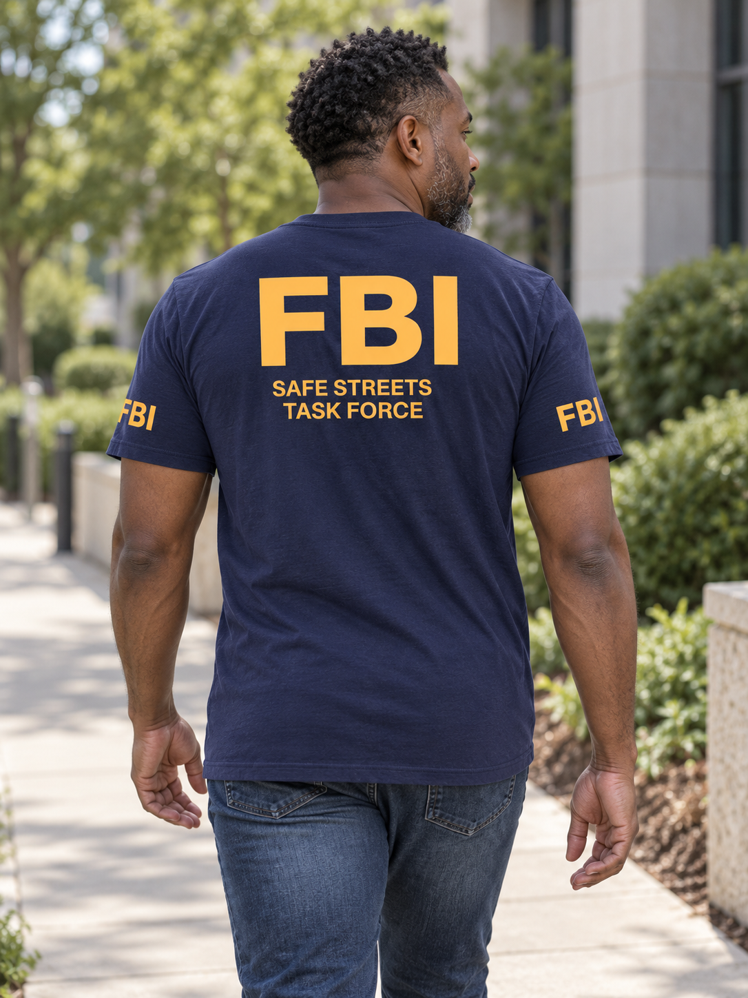 FBI Agency Safe Streets Task Force T Shirt - Short Sleeve — Navy Blue lifestyle view