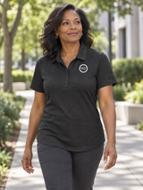 Ladies Motion Polo — Black lifestyle view