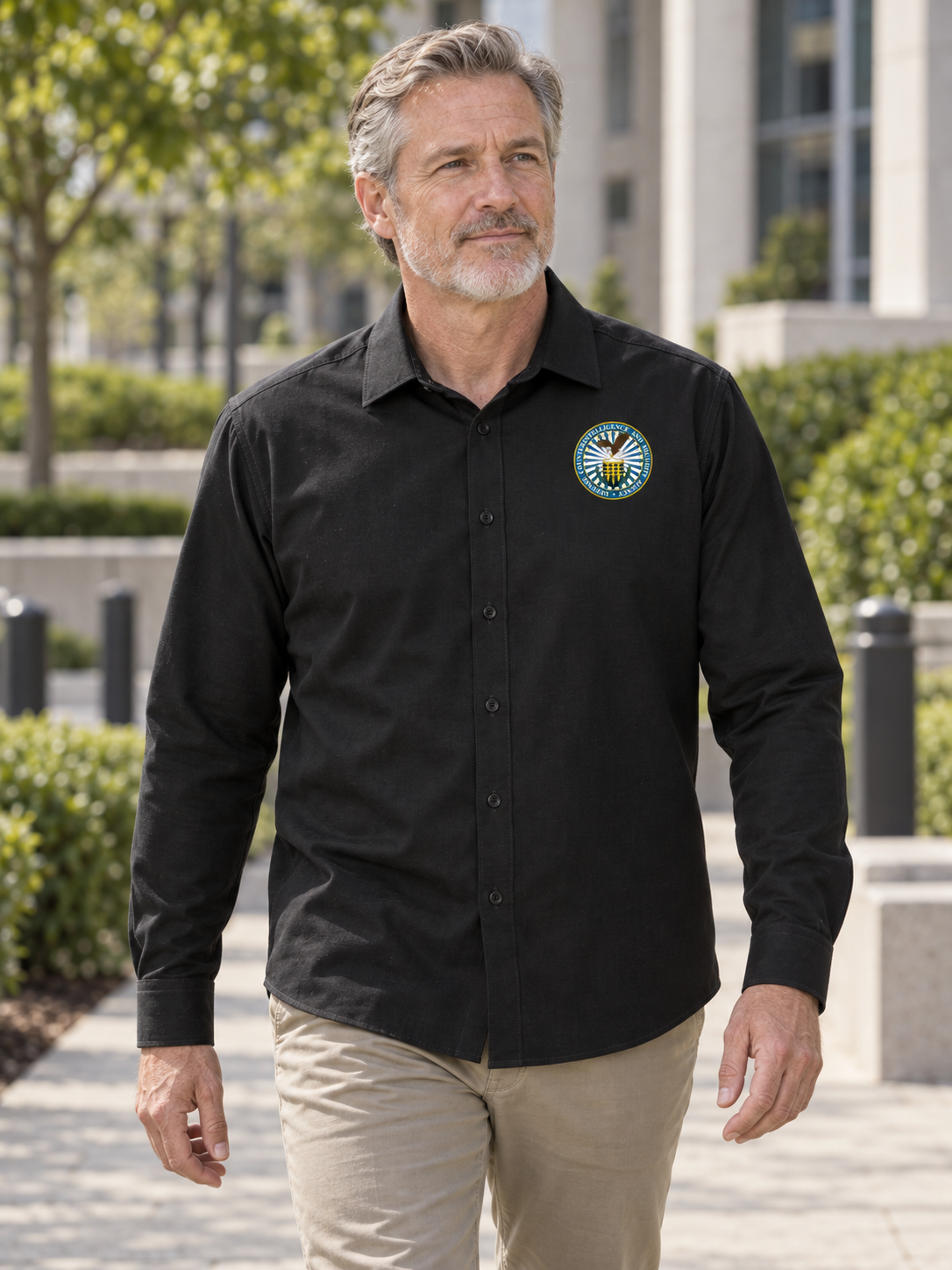 DCSA - Long Sleeve Stretch Woven Shirt — Black lifestyle view