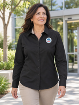 OHS Seal - Women's Executive Agency Long Sleeve — Black lifestyle view