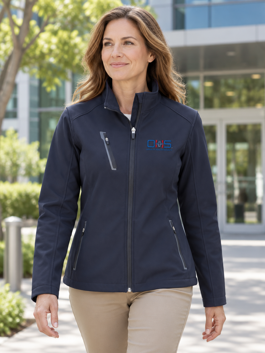 OHS Logo - Tactical Women's Soft Shell — Navy Blue lifestyle view