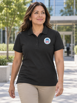 OHS Seal Polo Shirt - Women's Short Sleeve — Black lifestyle view