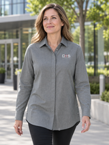 OHS Logo - Ladies Commuter Woven Tunic — Slate Gray lifestyle view