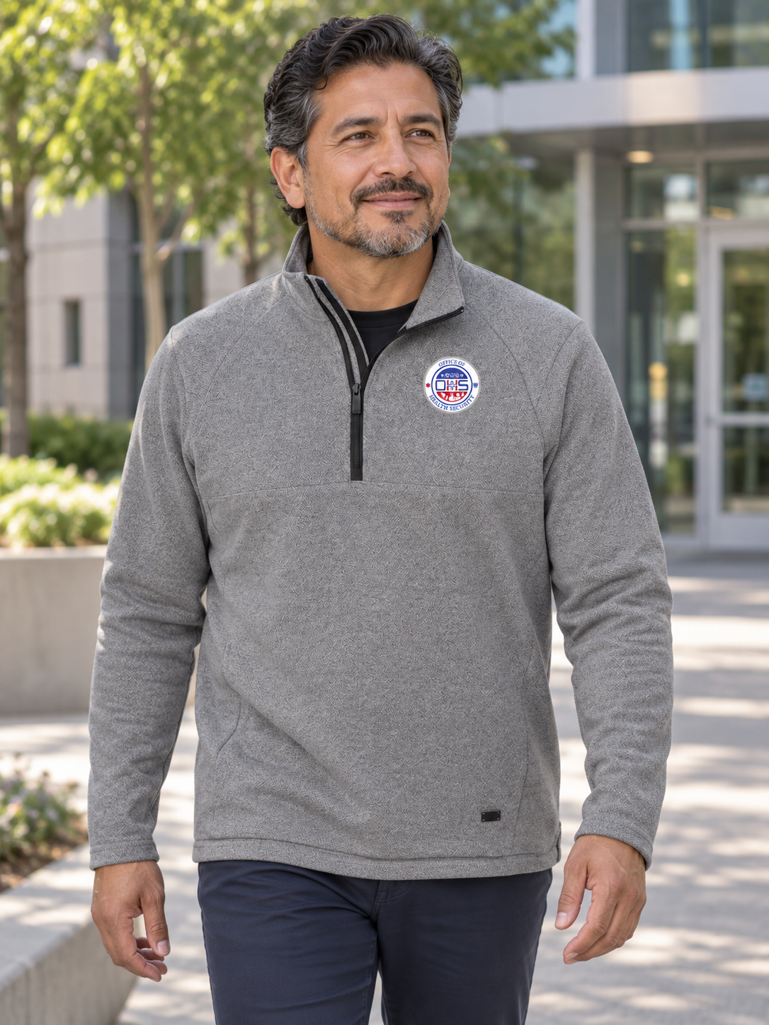 OHS Seal Transition Quarter Zip — Slate Gray lifestyle view