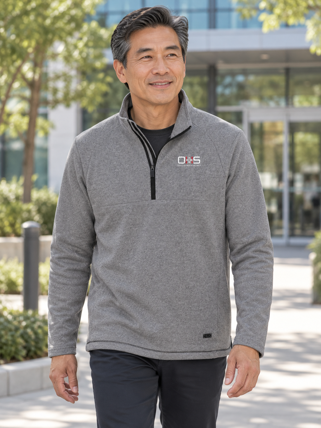 OHS Logo Transition Quarter Zip — Slate Gray lifestyle view