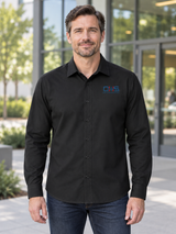 OHS Logo - Long Sleeve Stretch Woven Shirt — Black lifestyle view