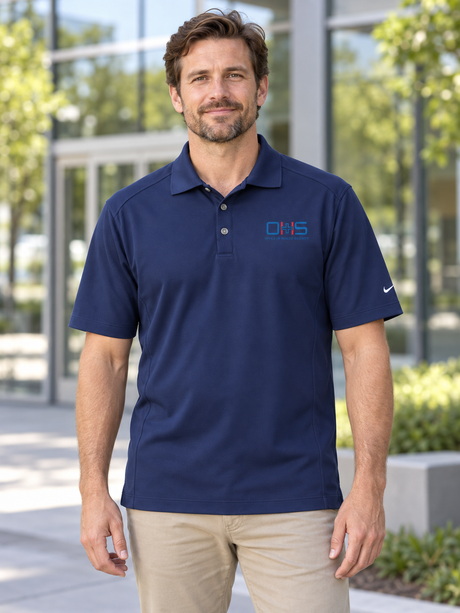 OHS Logo - Nike Dri-FIT Classic Polo — Navy Blue lifestyle view