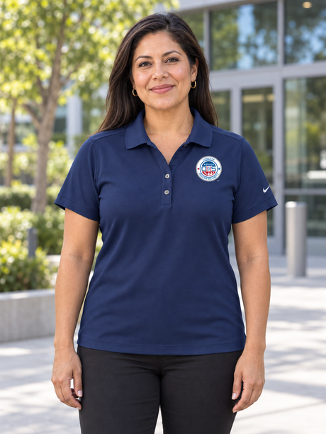 OHS Seal - Nike Ladies Dri-FIT Classic Polo — Navy Blue lifestyle view