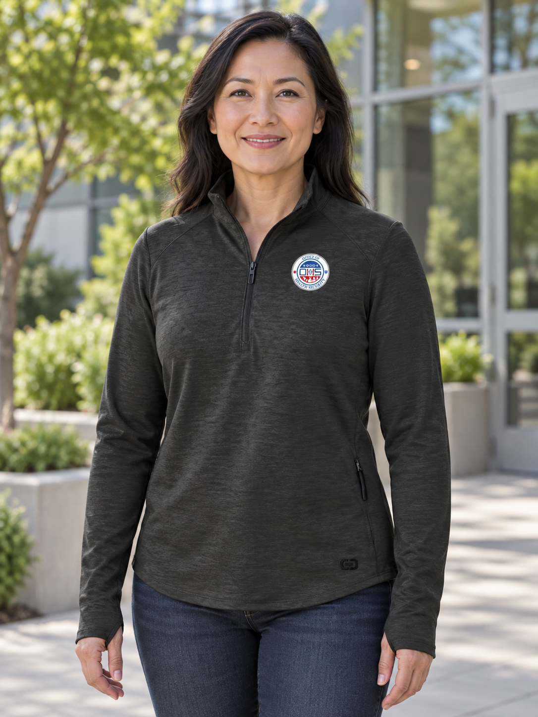 OHS Seal - Ladies Motion 1/4-Zip — Black lifestyle view
